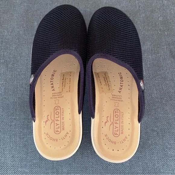 Fly Flot Clog Slip-on Mule Navy Mesh Comfort Anti-shock Anatomic Size US 7.5 - Picture 3 of 11